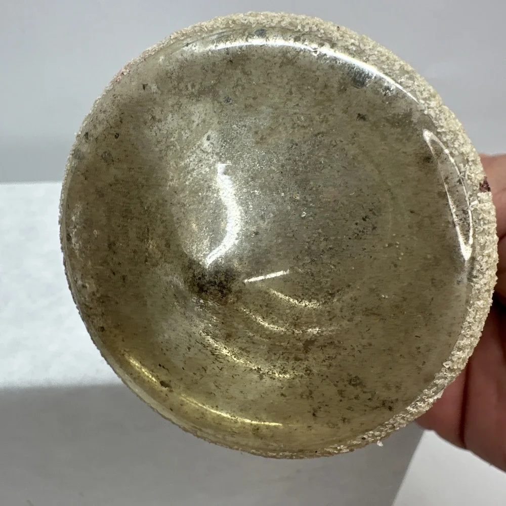 VTG Shiny Brite Unsilvered UFO Tornado White Mica Striped Ornament Glass 3
